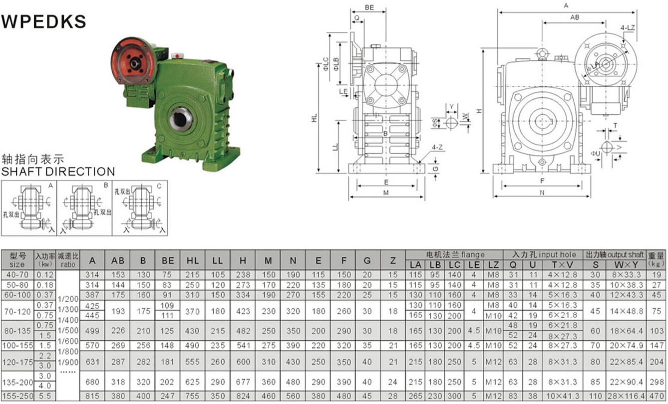 WPEDKS減速機(jī)尺寸圖紙