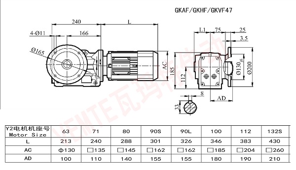 KAF KHF KVF47減速機尺寸圖紙